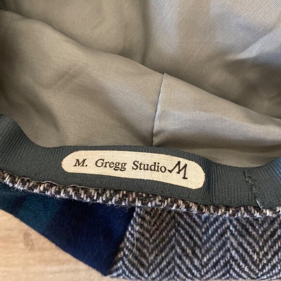 Patchwork Wool Blend Beret Hat With Gray Lining By M. Gregg Studio - Picture 4 of 5